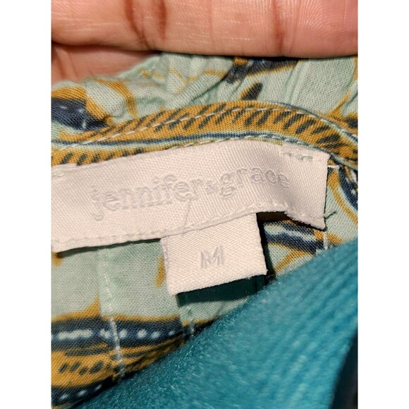 Jennifer & Grace Womens Multicolor Paisley Balloon Sleeve Button Down Shirts M - Picture 2 of 6